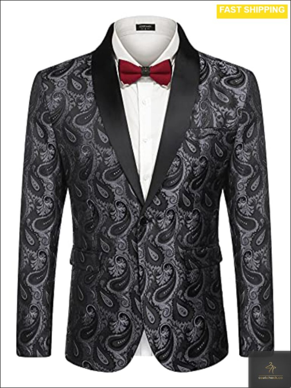 Mens Floral Tuxedo Jacket Paisley Shawl Lapel Blazer for Prom Wedding Dinner